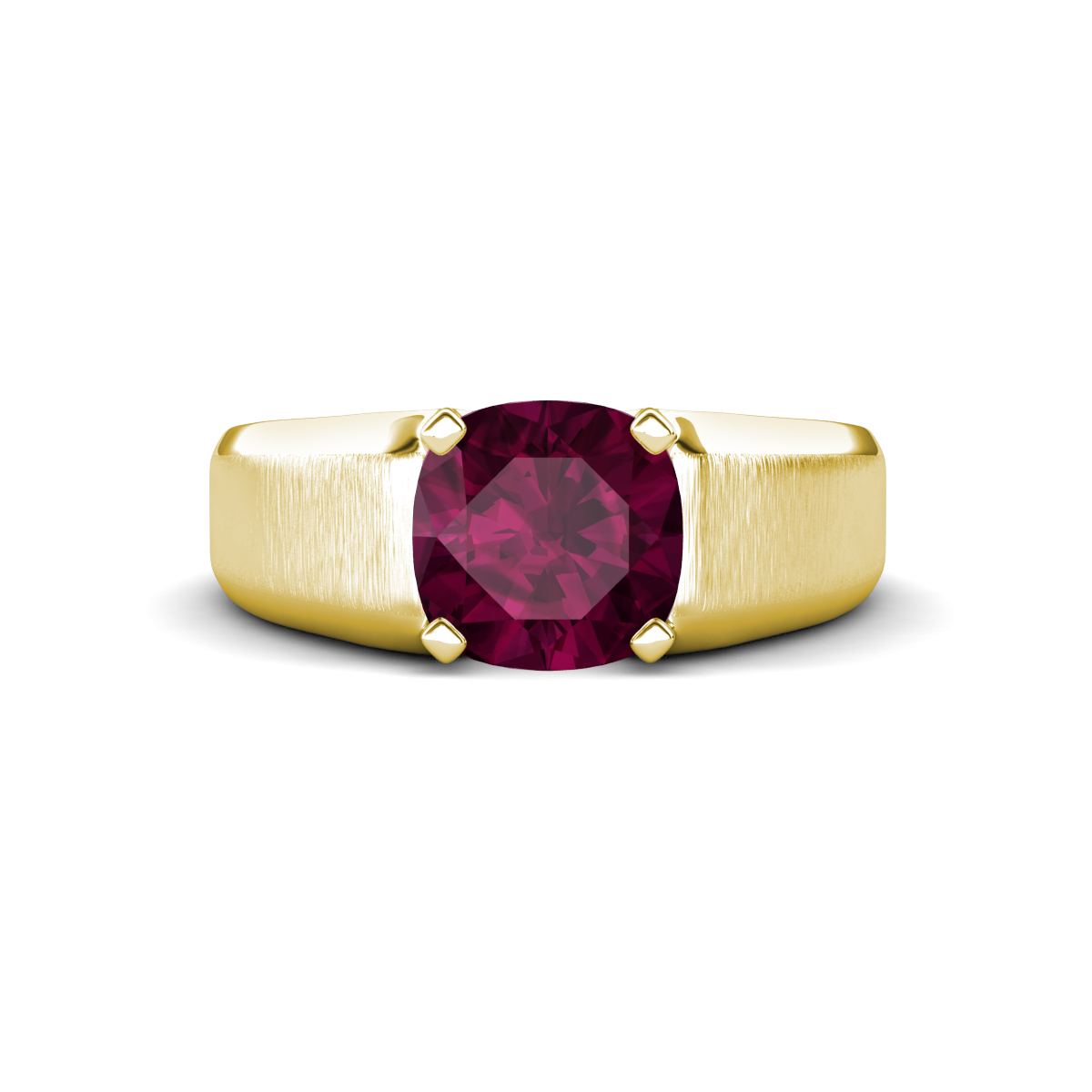 Jude 2.75 ct Cushion Shape Rhodolite Garnet Solitaire Men Wedding Band (8 mm) 